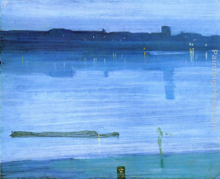 Nocturne Blue and Silver - Chelsea painting - James Abbott McNeill Whistler Nocturne Blue and Silver - Chelsea art painting